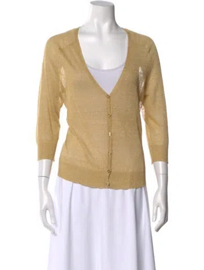 Pre-owned Tory Burch Linen V-neck Sweater