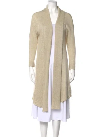 Pre-owned Tory Burch Linen V-neck Sweater In Neutral