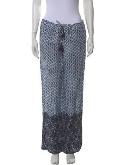 Pre-owned Tory Burch Linen Wide Leg Pants In Blue