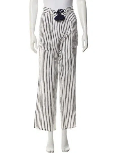 Pre-owned Tory Burch Linen Wide Leg Pants In Blue