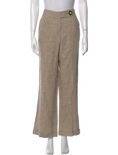 Pre-owned Tory Burch Linen Wide Leg Pants In Neutral