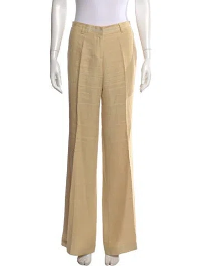 Pre-owned Tory Burch Linen Wide Leg Pants In Neutral