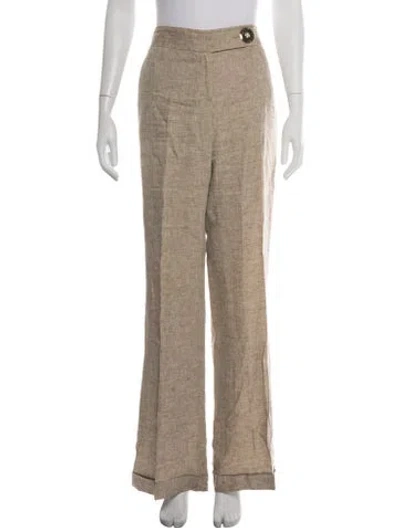 Pre-owned Tory Burch Linen Wide Leg Pants In Neutrals
