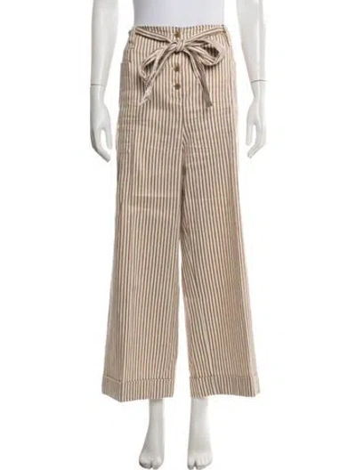 Pre-owned Tory Burch Linen Wide Leg Pants In Neutrals