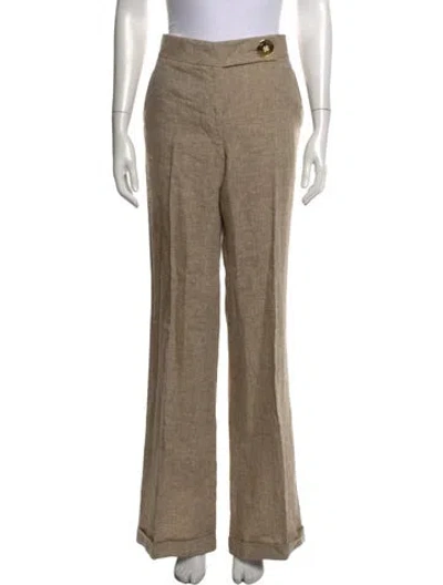 Pre-owned Tory Burch Linen Wide Leg Pants In Neutrals