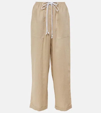 Tory Burch Linen Wide-leg Pants In Sand