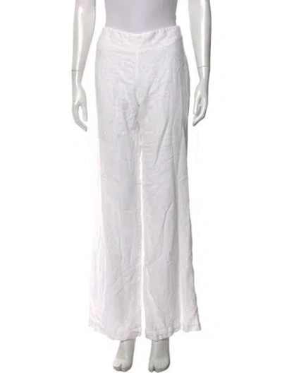 Pre-owned Tory Burch Linen Wide Leg Pants In White