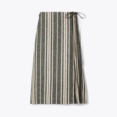 Tory Burch Linen Wrap Skirt In Gray