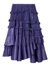 Tory Burch Liquid Jersey Ruffle Pleated Midi Skirt In Purple