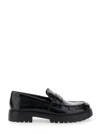 Tory Burch 20mm Classic Lug Brushed Leather Loafers In Black