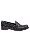 Tory Burch Black Leather Loafers With Small Applied Studs In Black