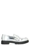 Tory Burch Metallic Medallion Classic Lug-sole Loafers In Silver