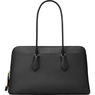 Tory Burch Lock Leather Satchel In Black