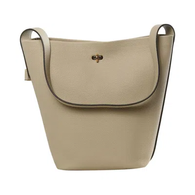 Pre-owned Tory Burch Lock Slim Bucket Bag 'light Stone' | Grey | Women's Size Onesize