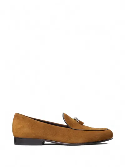 Tory Burch Lock Smocking Slippers In Brown
