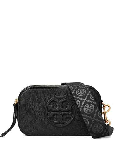 Tory Burch Logo Adjustable Strap Crossbody Bag In Black