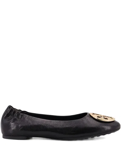 Tory Burch Leather Ballerinas With Metal Logo On The Front In Multi