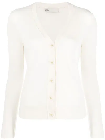 TORY BURCH LOGO-BUTTONS KNIT CARDIGAN