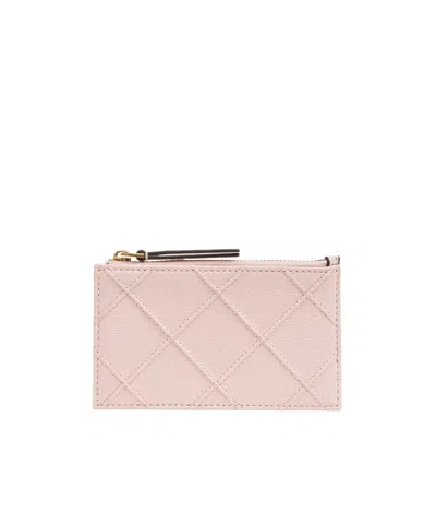 Tory Burch Logo Card Holder In Nude