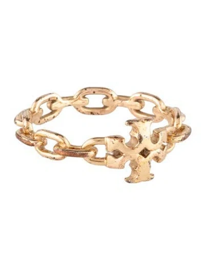 Pre-owned Tory Burch Logo Chain Cocktail Ring In Multicolor
