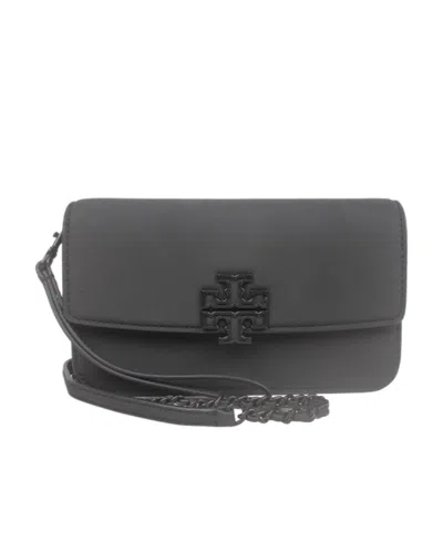 Tory Burch Logo Chain Shoulder Bag In Black