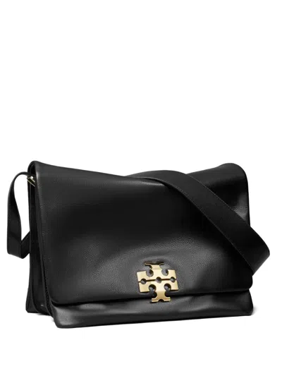Tory Burch Logo Charlie Shoulder Bag In Black