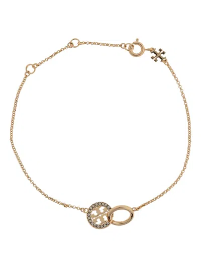 Tory Burch Logo-charm Bracelet In Gold