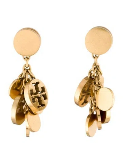 Pre-owned Tory Burch Logo Charm Drop Earrings In Multi