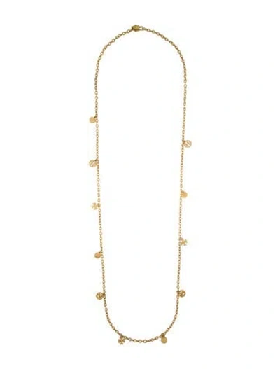 Pre-owned Tory Burch Logo Charm Station Necklace, 42" In Multi