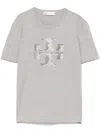 Tory Burch Crystal Logo T-shirt With Classic Crew Neckline