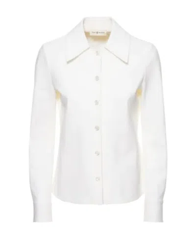 Tory Burch Logo Crepe Shirt In White