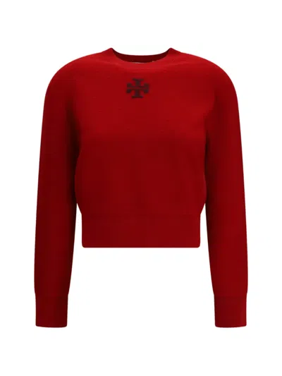 TORY BURCH LOGO CREW-NECK SWEATER
