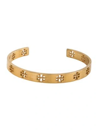 Pre-owned Tory Burch Logo Cutout Skinny Cuff Bracelet, 7" In Multicolor