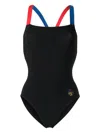 Tory Burch Logo-detail Colorblocked Swimsuit In Black