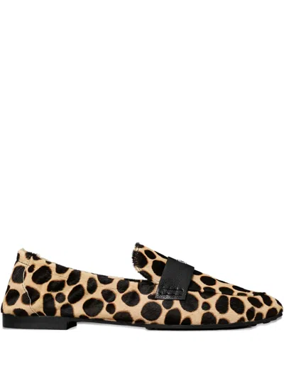 Tory Burch Logo-detail Flat Loafers In Brown