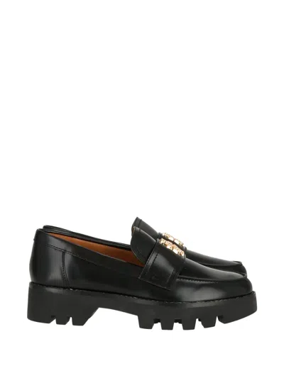 Tory Burch Logo-detail Loafers In Black