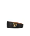Tory Burch Logo Double-sided Belt In Black