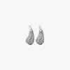 Tory Burch Logo Drop Front-back Earring In Light Silver/gray