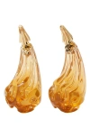 Tory Burch Logo Drop Front/back Earrings In Brown