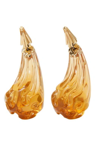 Tory Burch Logo Drop Front/back Earrings In Brown