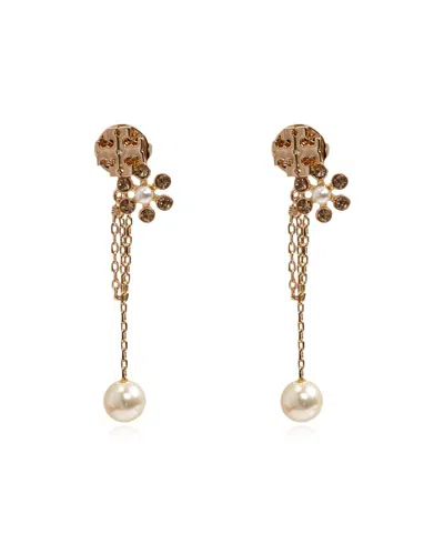 Tory Burch Moondance Pearl Chain Earrings In Gold