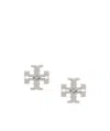 Tory Burch Silver Logo Earrings In Silver