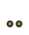 Tory Burch Kira Logo Colored Disc Stud Earrings In Green