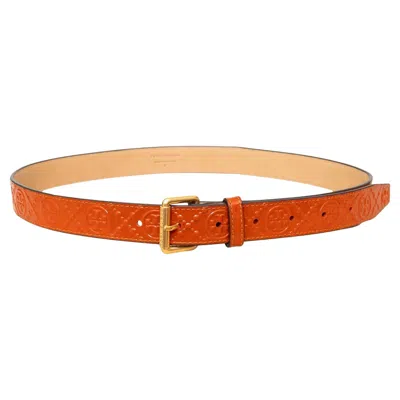 Pre-owned Tory Burch Logo Embossed Belt - '10s In Orange