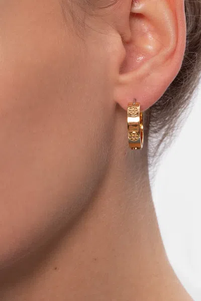 Tory Burch Logo-embossed Earrings In Gold