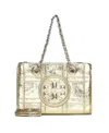 Tory Burch Fleming Soft Mini Gold-colored Shoulder Bag With Embossed Logo In Metallic Leather In Yellow