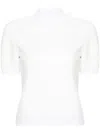 Tory Burch Logo-embossed Mock-neck T-shirt In White