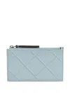 Tory Burch Fleming Soft Quilted Leather Zipped Cardholder In Blue