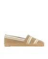 Tory Burch Logo-embroidered Flat Espadrilles In Beige