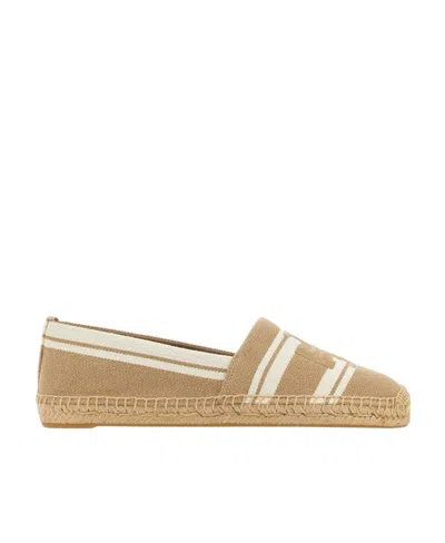 Tory Burch Logo-embroidered Flat Espadrilles In Beige